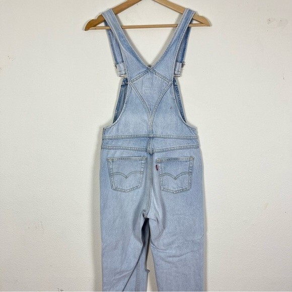 Levi’s Premium Light Wash Denim Jean Overalls- Skinny Straight Leg- Size 25 - Picture 7 of 10